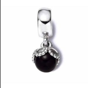 Authentic Pandora Sterling Silver Drop Black Onyx Dangle Charm
